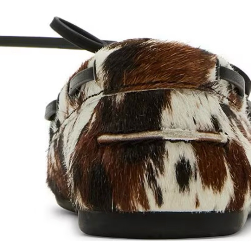 Women’s Cowhide Driving Moccasins in Brown & White - Picture 3 of 16